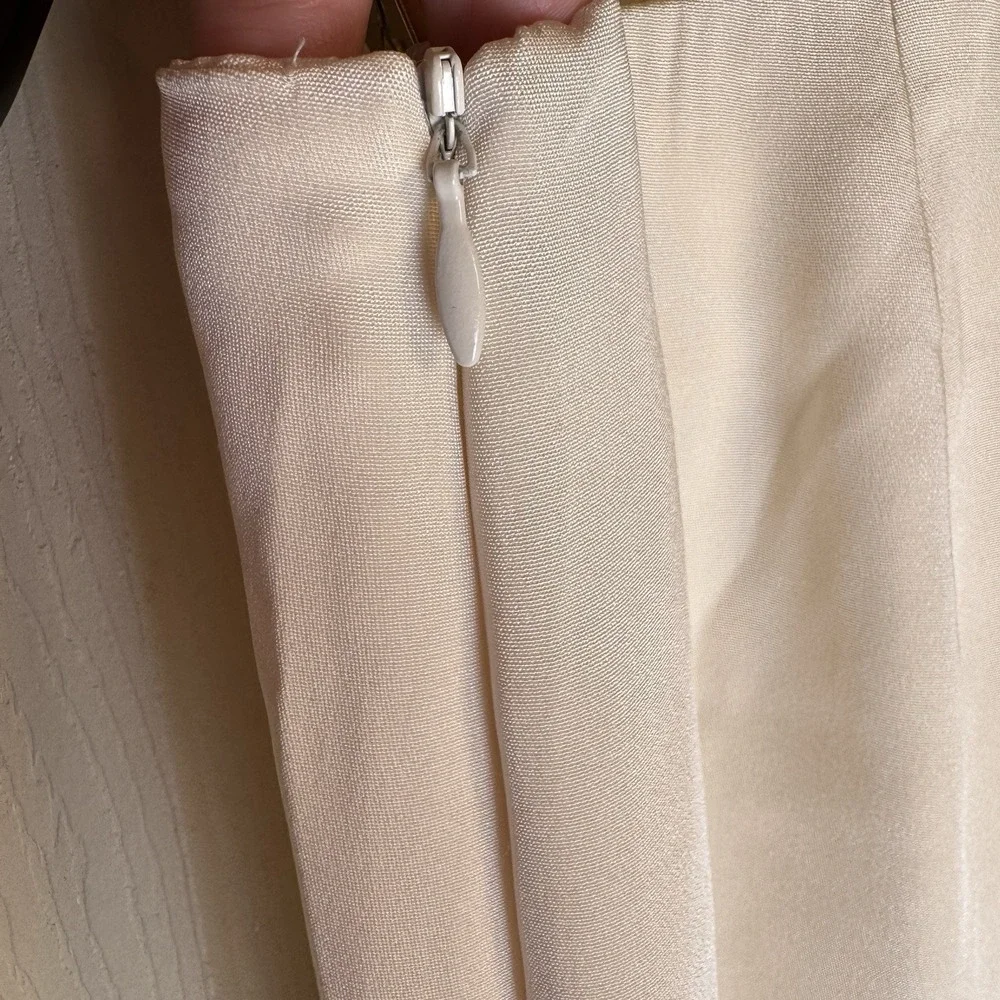 Eileen Fisher Heavyweight Silk Crepe de Chine Pant White Wide Leg‎ Sz Med Bridal